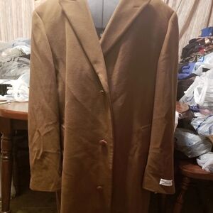 CALVIN KLEIN NEW NWT CASHMERE STEWART COAT 48LG BROWN WOOL NYLON LINED BUTTON-UP
